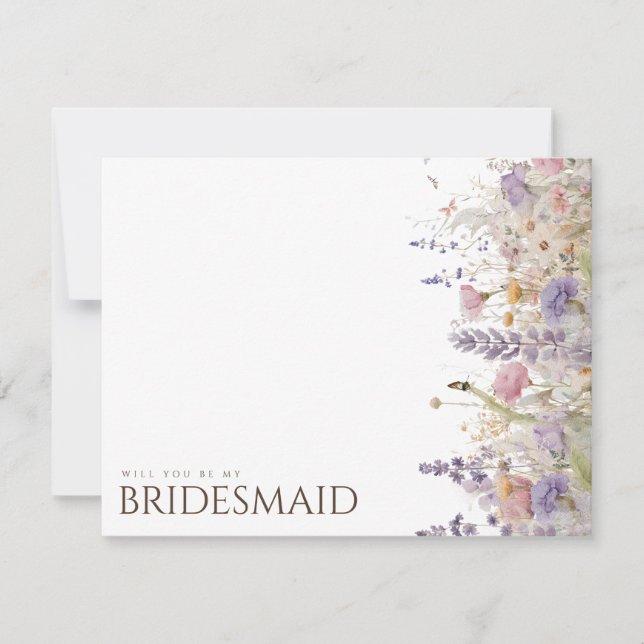 Reserva La Fecha Simple Boho Wildflower Bridesmaid Propuesta (Anverso)