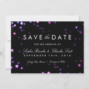 Reserva La Fecha Simple Bokeh Glam Black & Pink Save the Date