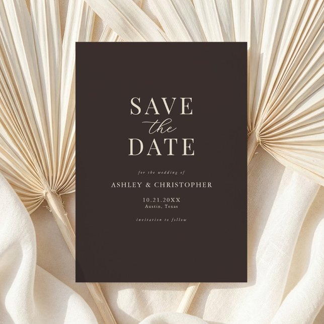 Reserva La Fecha Simple Brown Elegant Photo Wedding Save the Date (Subido por el creador)