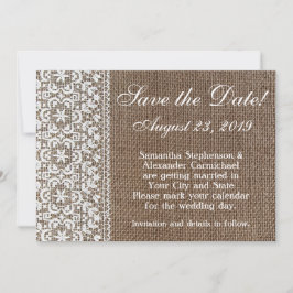Reserva La Fecha Simple Burlap y Lace Save the Date