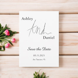 Reserva La Fecha Simple Caligrafía Blanca Y Negro Elegante Boda