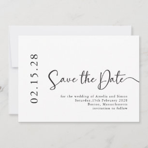 Reserva La Fecha Simple caligrafía elegante fuente negro y blanco