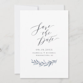 Reserva La Fecha Simple caligrafía verde azul polvoriento boda