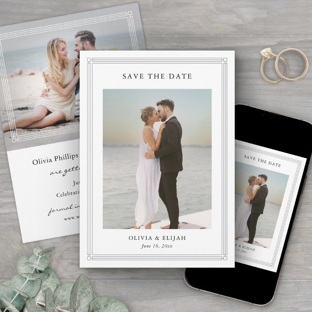 Reserva La Fecha Simple Classic Border 2 Photo Elegant Wedding (Subido por el creador)