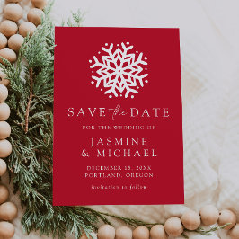 Reserva La Fecha Simple Copo de Nieve Rojo