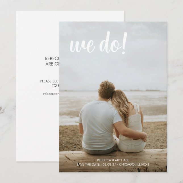 Reserva La Fecha Simple divertido foto de sangrado total Nosotros h (Anverso / Reverso)