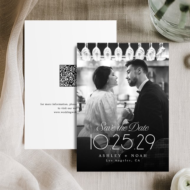 Reserva La Fecha Simple Elegance Classy Script Photo Wedding  (Simple Elegance Classy Script Photo Wedding Save The Date)