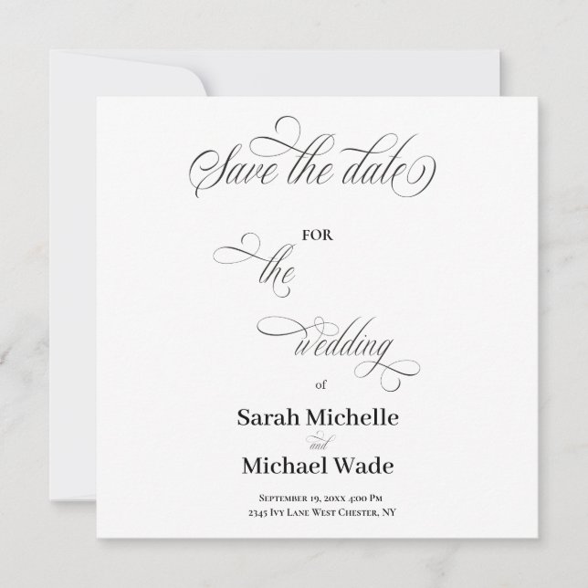 Reserva La Fecha Simple Elegant Calligraphy Script Save the date (Anverso)