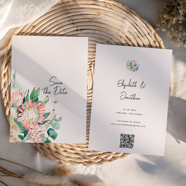 Reserva La Fecha Simple Floral Eucalipto Pampas Grass Protea (Subido por el creador)