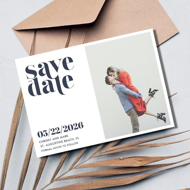 Reserva La Fecha Simple foto de boda moderna salva la fecha (Simple Photo Modern Wedding Save the Date)