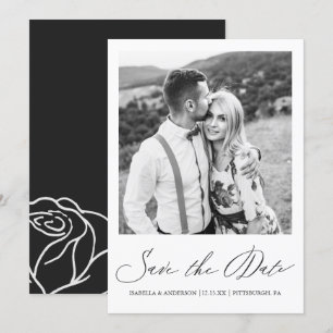 Reserva La Fecha Simple fotografía floral de caligrafía en blanco y