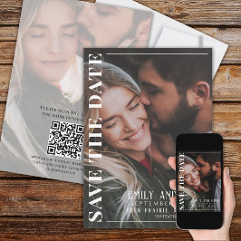 Reserva La Fecha Simple Minimalista moderno Dos fotos | Código QR