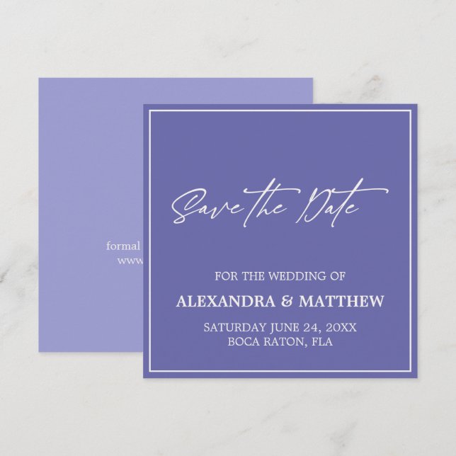 Reserva La Fecha Simple Minimalista Morado  (Anverso / Reverso)