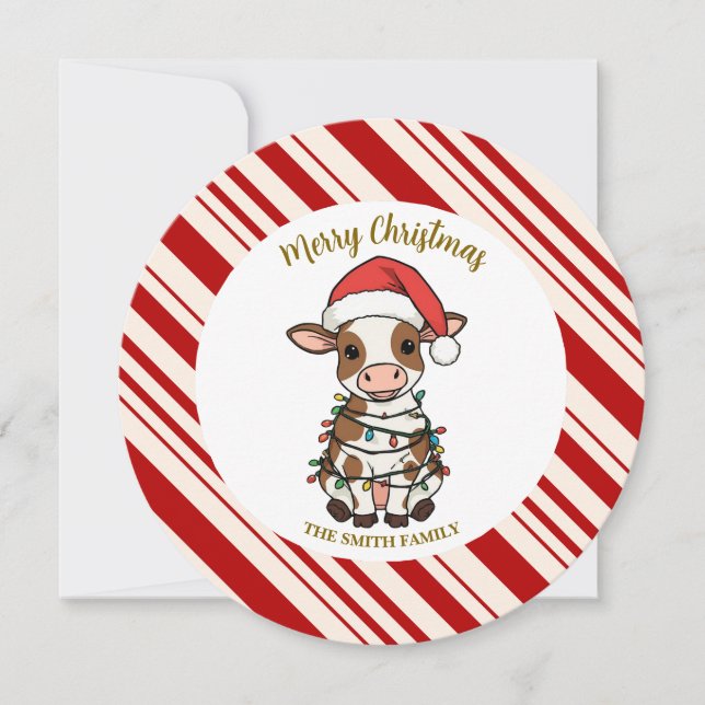 Reserva La Fecha Simple modern merry christmas calf Cow OX pattern (Anverso)