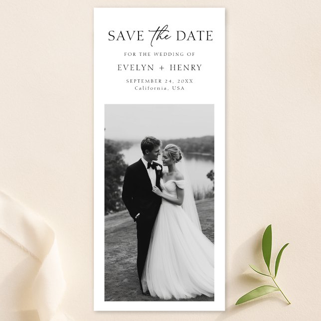 Reserva La Fecha Simple Modern Minimal Bookmark Photo Wedding (Subido por el creador)