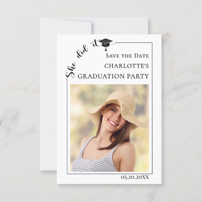 Reserva La Fecha Simple modern photo Graduation party Save the Date (Anverso)
