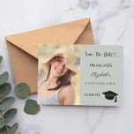 Reserva La Fecha Simple modern photo sage green Graduation<br><div class="desc">A photo Save the date card for a graduation. On front: Add your own vertical size photo of the graduate. A trendy muted sage green colored background, black text. Templates for a name and date. The name and the text: Save the Date are written with a modern hand lettered style...</div>