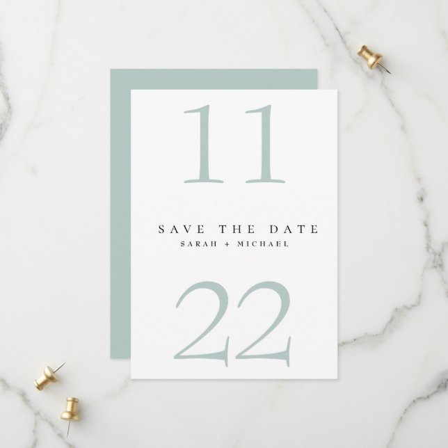 Reserva La Fecha Simple Modern Text Only Seafoam Save the Date (Anverso/Reverso In Situ)