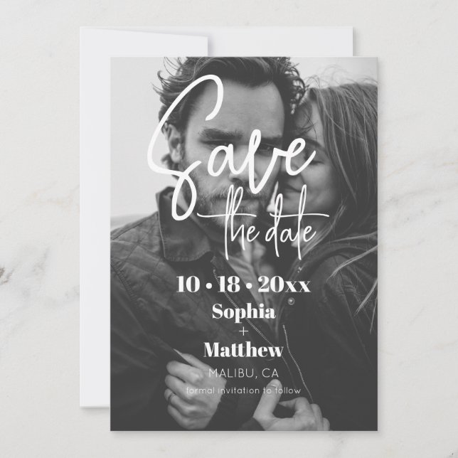 Reserva La Fecha Simple Moderno Ahorro de Fecha de Boda con Foto (Anverso)
