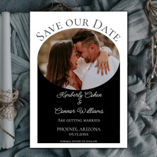Reserva La Fecha Simple Oval Photo Save the Date Negro