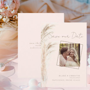 Reserva La Fecha Simple Pampas Pareja Foto Boda Rubor