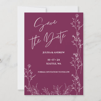 Reserva La Fecha Simple Pansy Purple script wedding  save the date