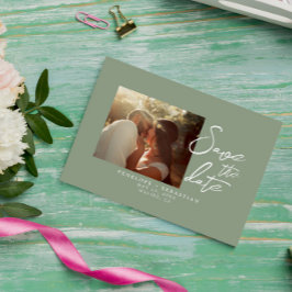Reserva La Fecha Simple Sage Green Calligraphy Boho Photo Boda