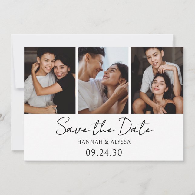 Reserva La Fecha Simple Script de Fotos Elegante LGBTQ (Anverso)