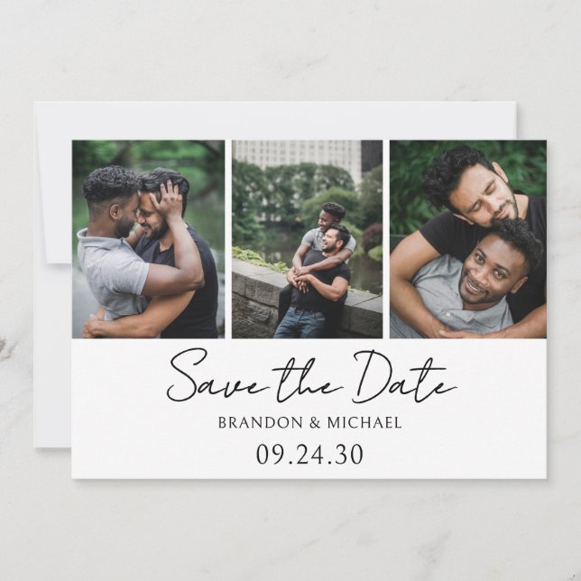 Reserva La Fecha Simple Script de Fotos Elegante LGBTQ (Anverso)