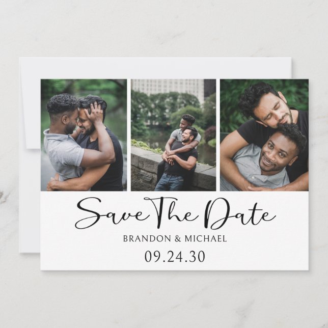Reserva La Fecha Simple Script de Fotos Elegante LGBTQ (Anverso)