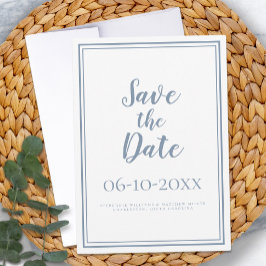 Reserva La Fecha Simple Script Polvo Azul Moderno Minimalista Boda