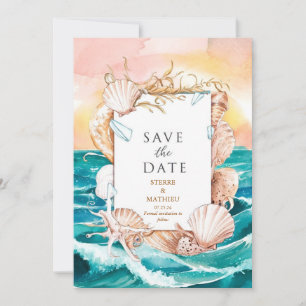 Reserva La Fecha Simple Seashells Beach Wedding