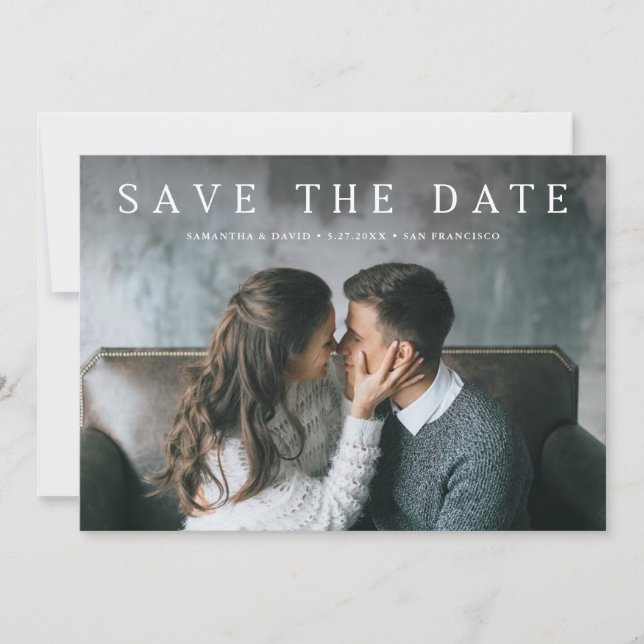 Reserva La Fecha Simple Serif | Texto y Foto Clásico Elegante (Anverso)