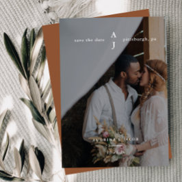 Reserva La Fecha Simple Terracota Photo Monogram Boda