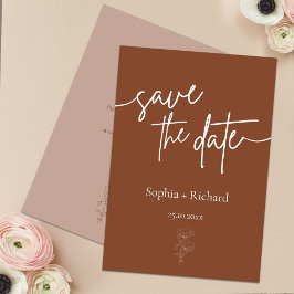 Reserva La Fecha Simple Terracotta Boho Botanicals Save and Date