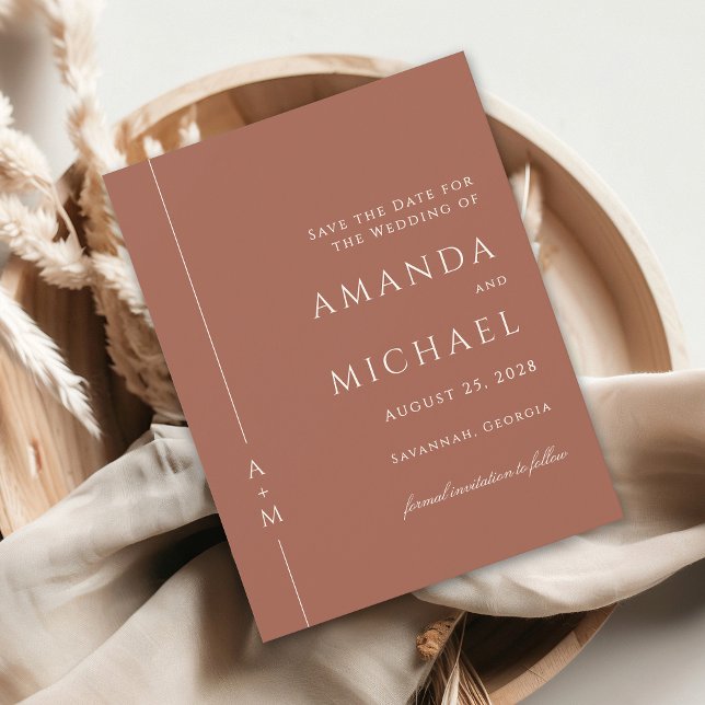 Reserva La Fecha Simple Terracotta Classic Monograma Guardar fecha (Subido por el creador)