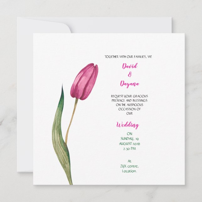 Reserva La Fecha Simple tulip flower invitation (Anverso)