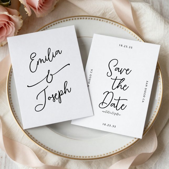 Reserva La Fecha Simple Whimsical Handwritten Save the Date Wedding (Subido por el creador)