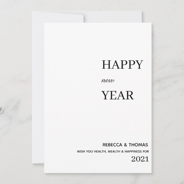 Reserva La Fecha simple y elegante foto feliz año nuevo (Anverso)