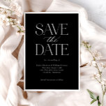 Reserva La Fecha Simple y elegante guión de caligrafía blanca negra<br><div class="desc">Sencillo y elegante guión de caligrafía blanca negra Guardar la fecha presenta un borde sólido y negrita,  rodeado de un tipo moderno que incluye guión de caligrafía.</div>