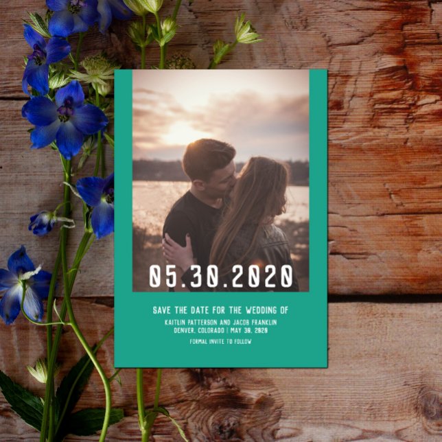Reserva La Fecha Simple y moderna foto Guardar la fecha | Arcadia G (Simple Modern Photo Save the Date - Arcadia Green)
