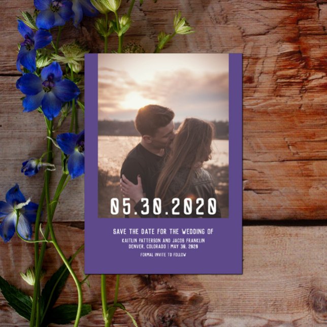 Reserva La Fecha Simple y moderna foto Guardar la fecha | Ultra Vio (Simple Modern Photo Save the Date - Ultra Violet)
