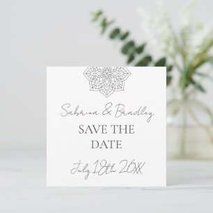 Reserva La Fecha Simple y moderno Boho Monograma Mandala Boda