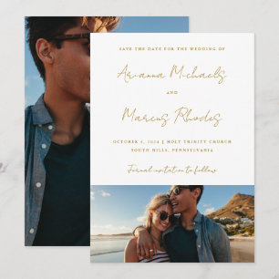 Reserva La Fecha Simple y moderno Dos Bodas de fotografía Gold