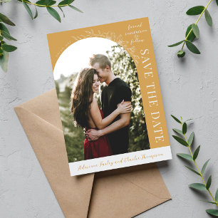 Reserva La Fecha Simplicidad Floral 1 Save The Date Ocre Amarillo