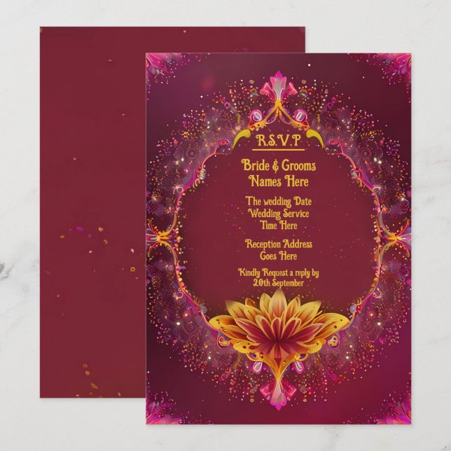 Reserva La Fecha Sinfonía floral: Colección de elegancia Boda (Anverso / Reverso)