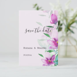 Reserva La Fecha Singularidad de las Flores de Color Rosa Lila Arte