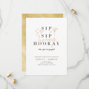 Reserva La Fecha Sip Sip Hooray Champagne Gold Engagement