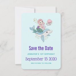 Reserva La Fecha Sirenita con un delfín cumpleaños