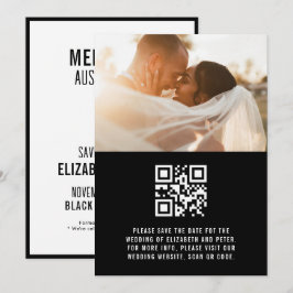 Reserva La Fecha Sitio web de boda con código Qr blanco y negro ret